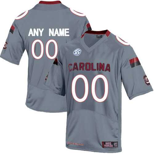 Men%27s South Carolina Gamecocks Grey Customized College Jersey